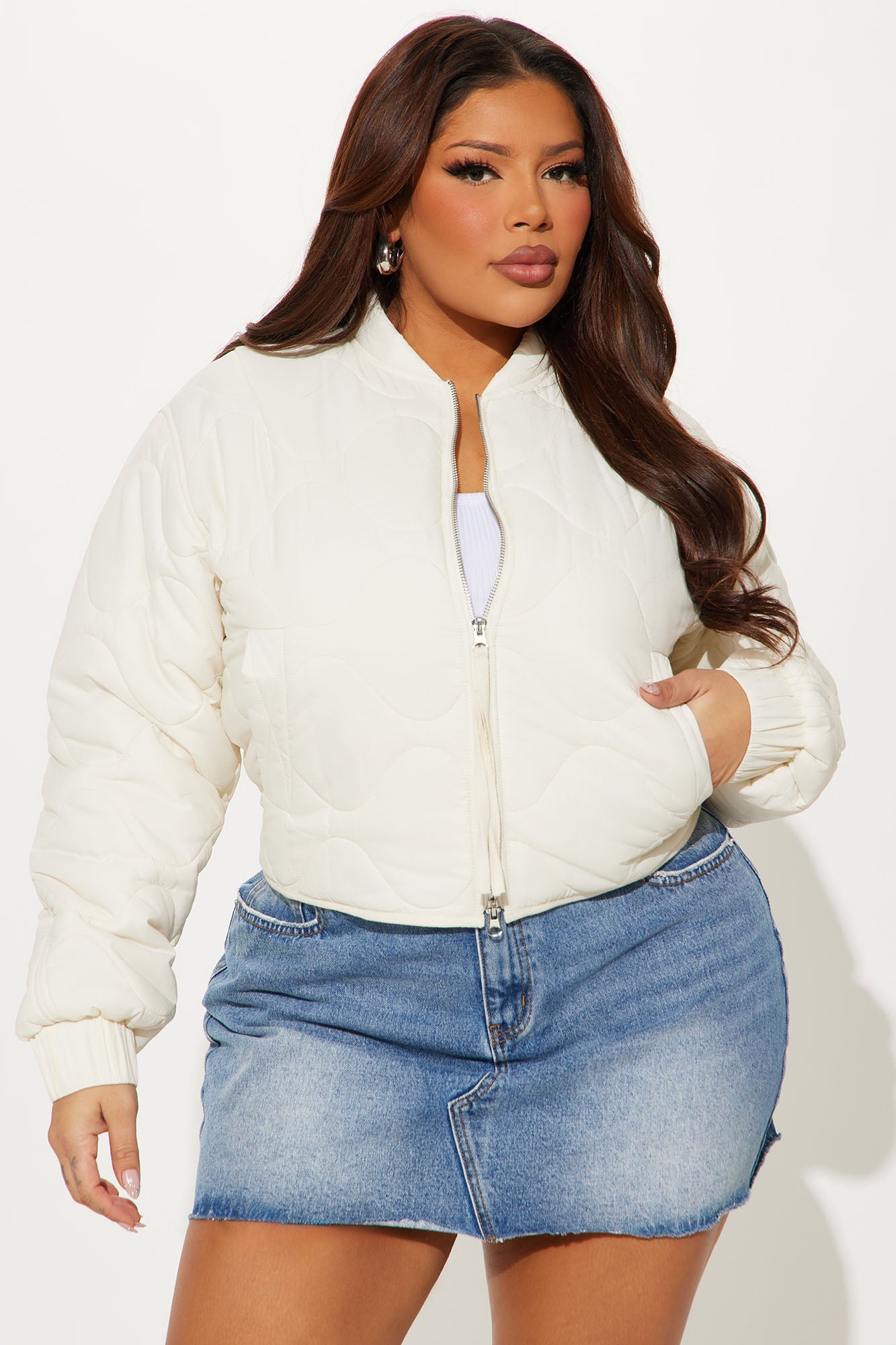 Up In The Lifts Lightweight Quilted Jacket - Cream