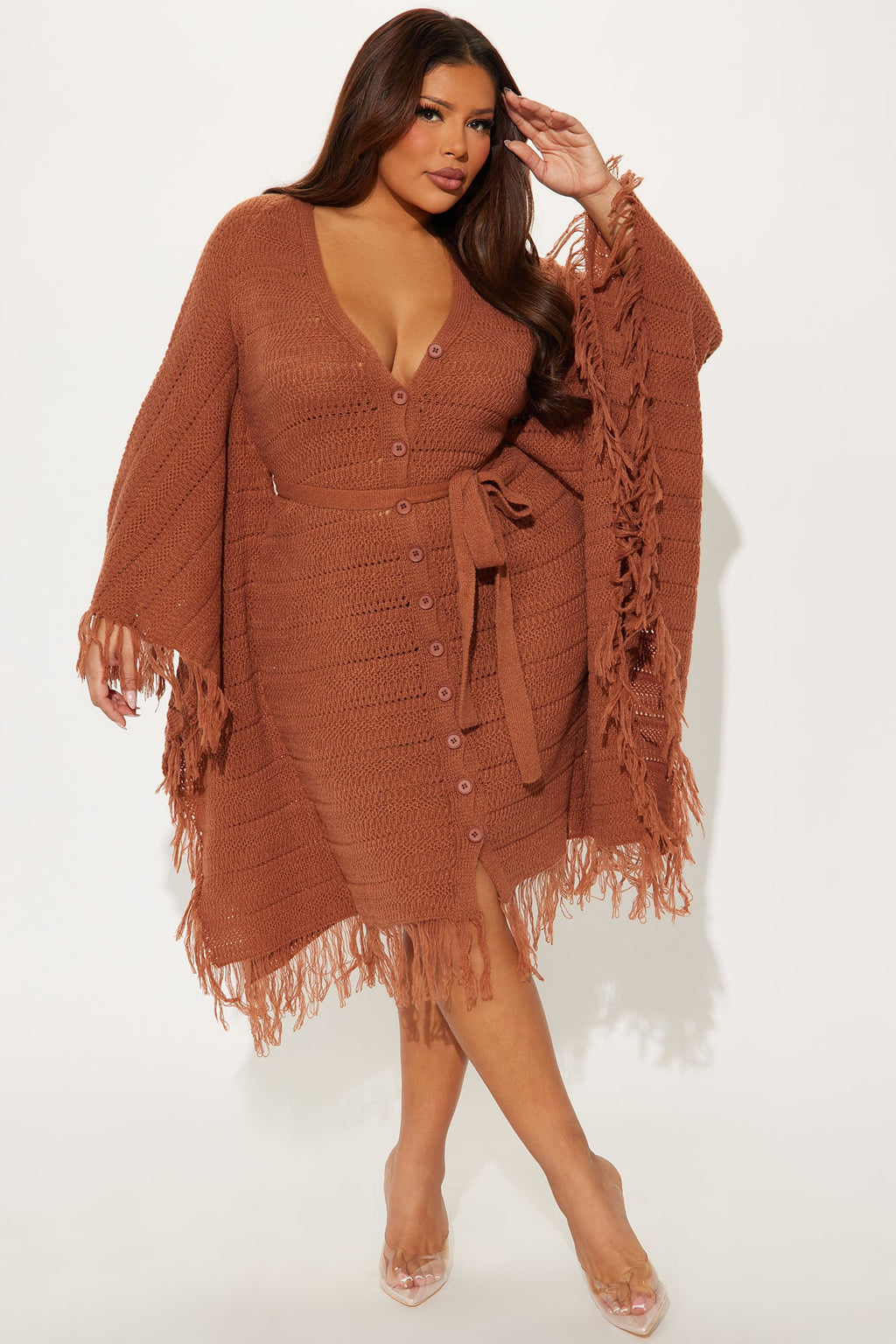 Embracing My Aura Sweater Midi Dress - Chocolate