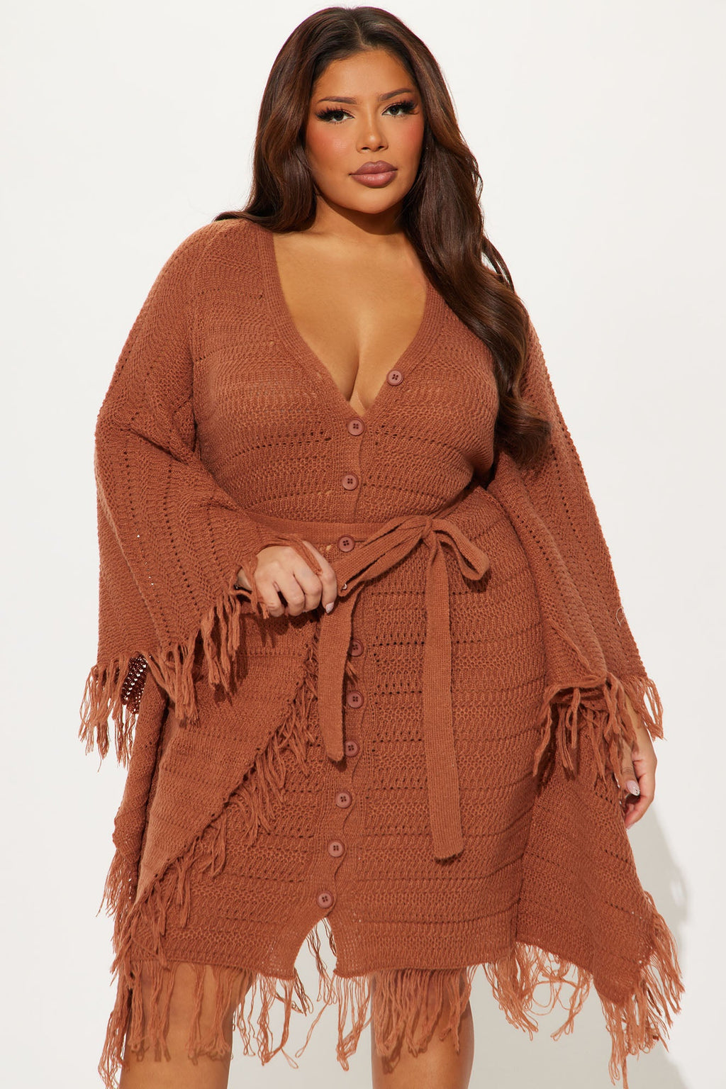Embracing My Aura Sweater Midi Dress - Chocolate