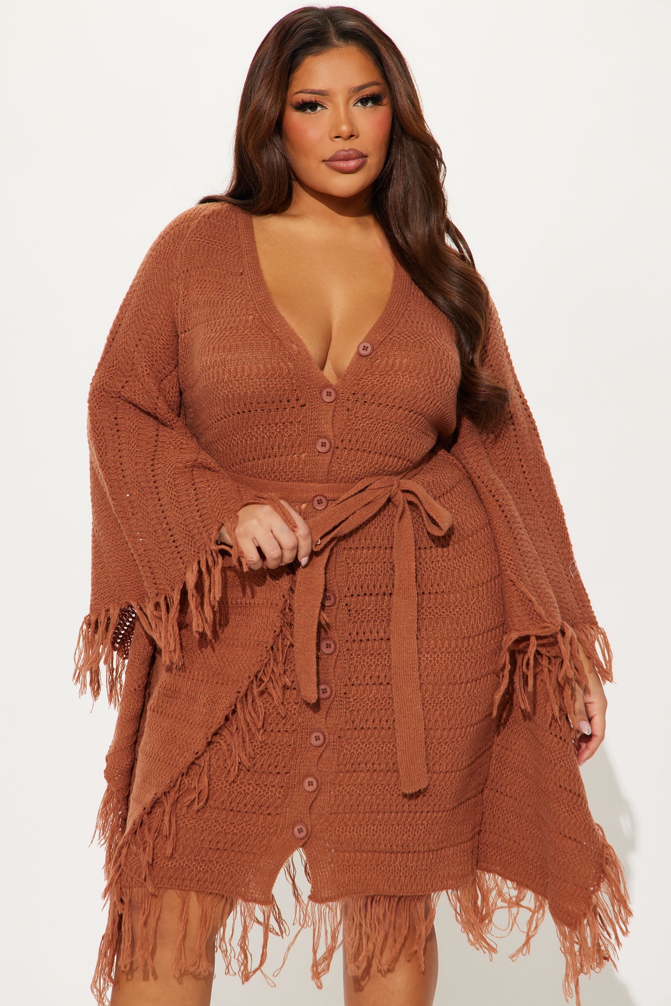 Embracing My Aura Sweater Midi Dress - Chocolate