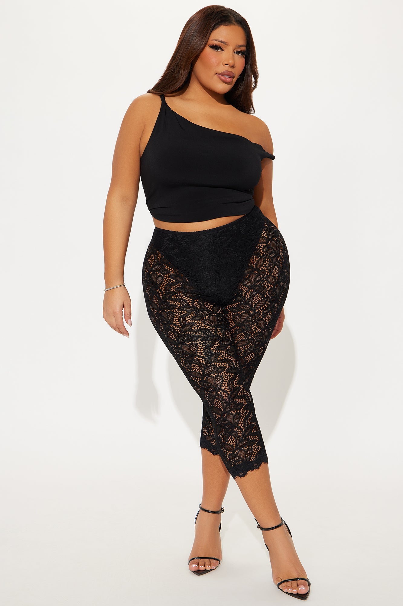 I Feel Love Lace Capri Legging - Black