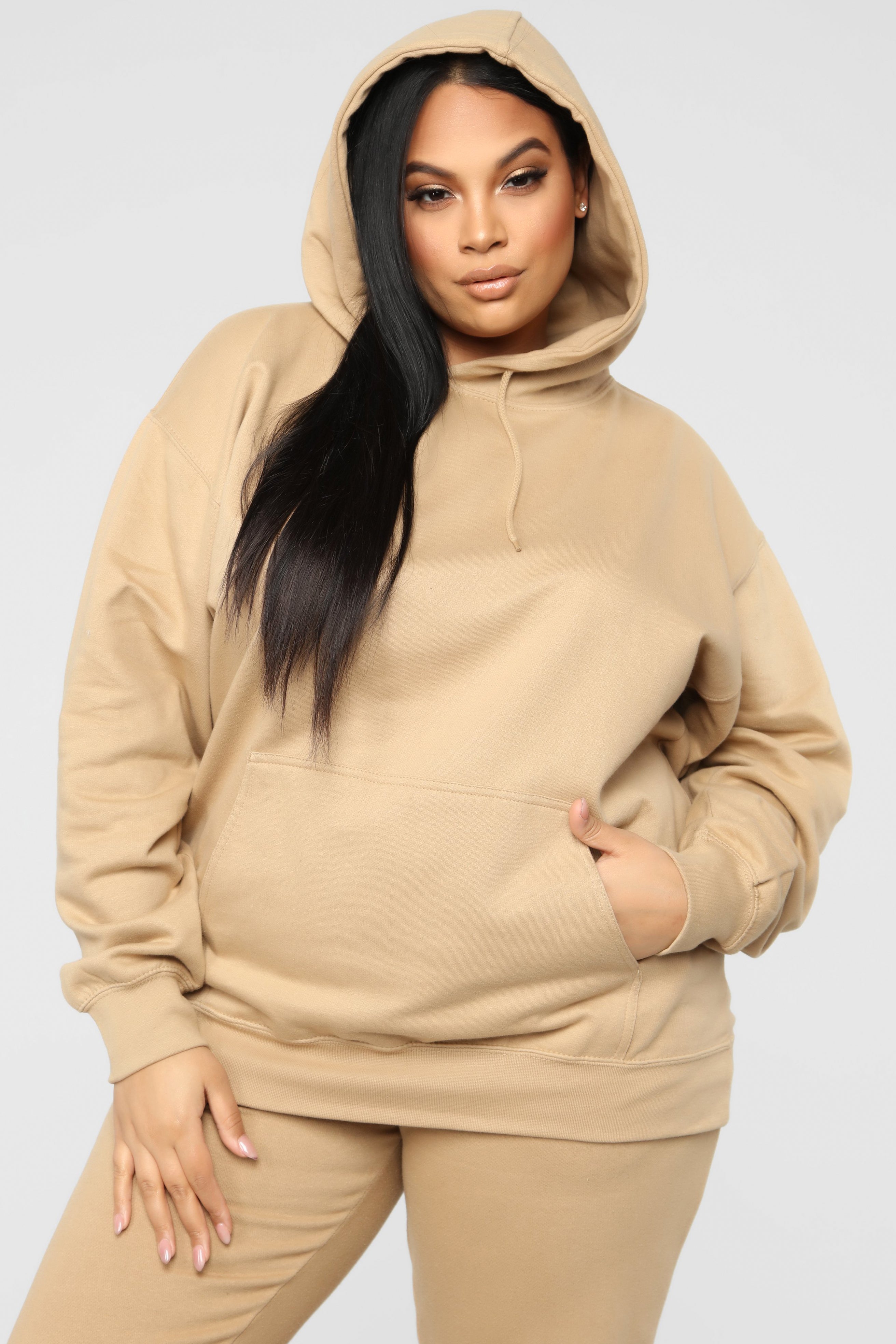Stole Your Boyfriend's Oversized Hoodie - Nude
