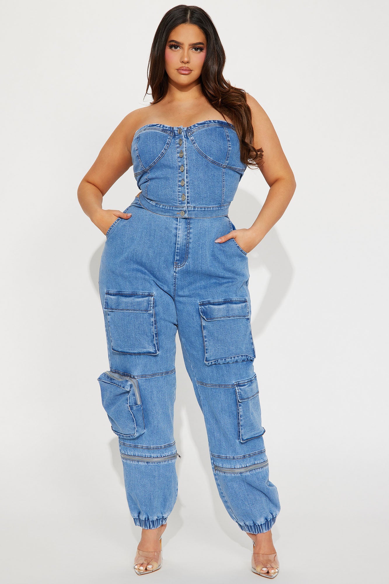 Hang With Me Denim Pant Set - Light Wash