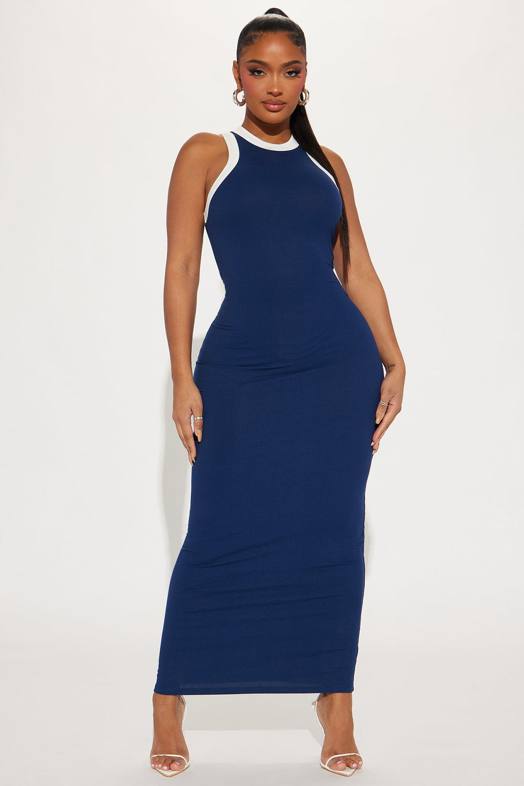 Annette High Neck Maxi Dress - Navy