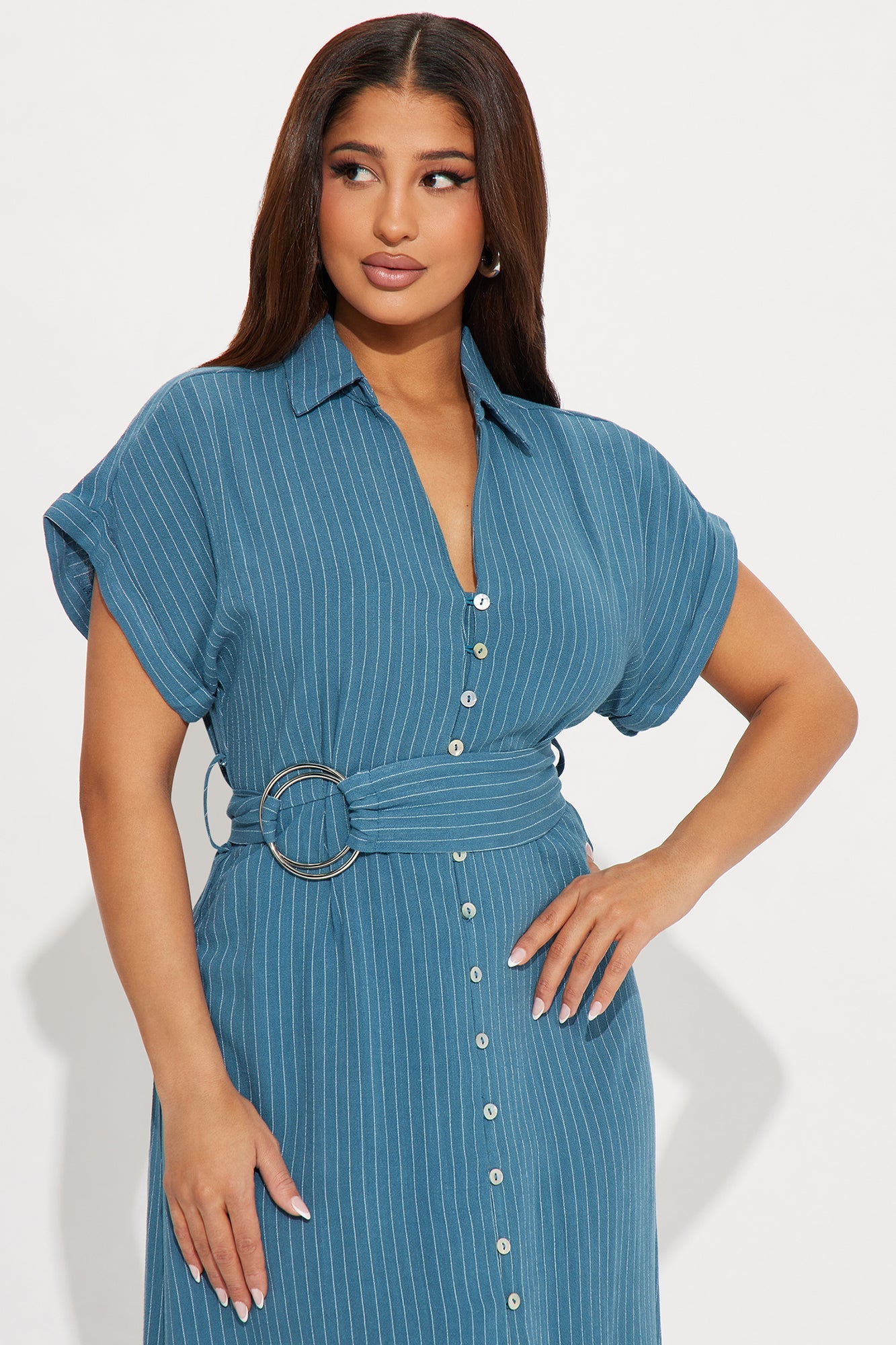 Eliza Button Up Maxi Dress - Blue