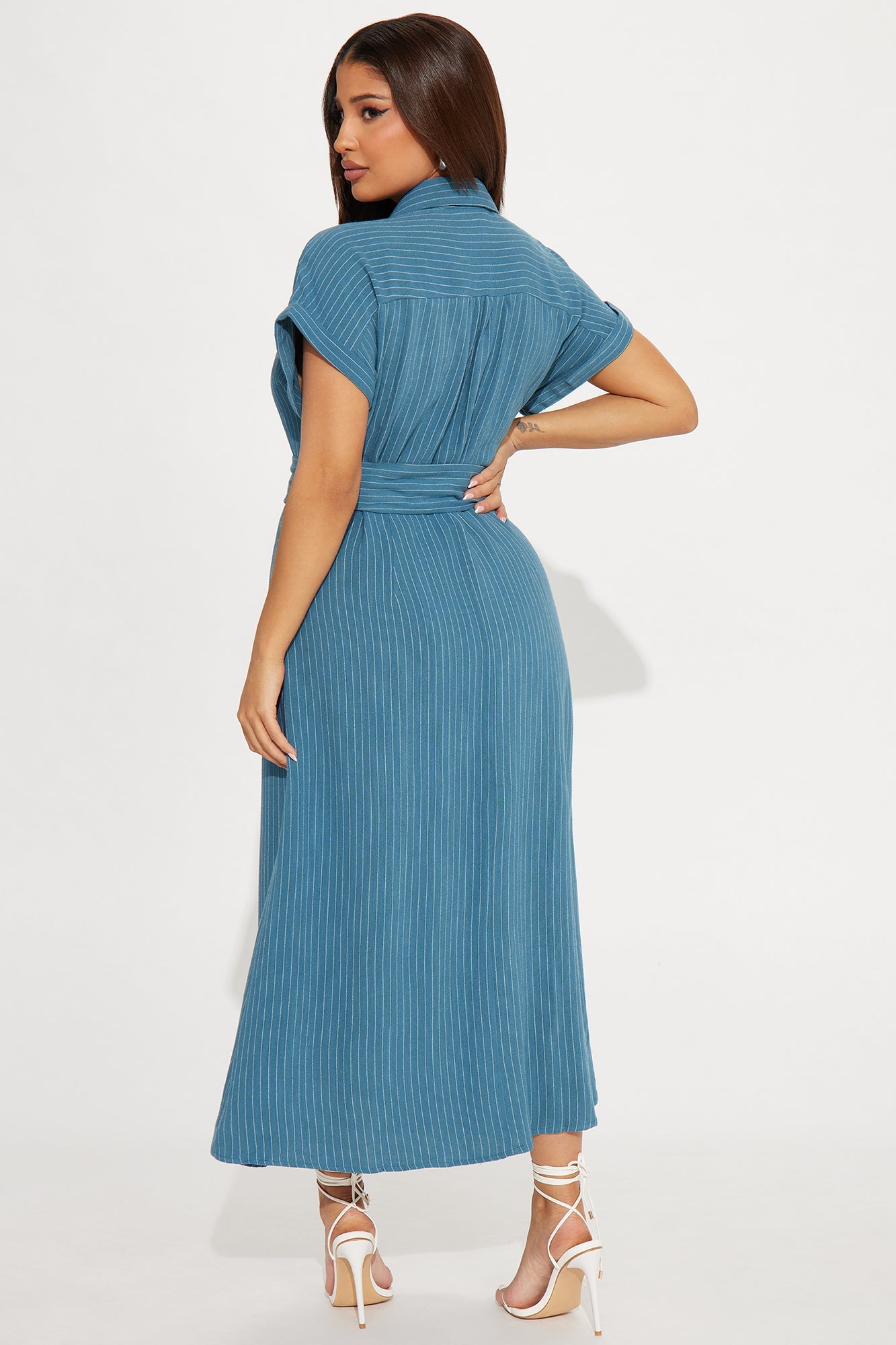 Eliza Button Up Maxi Dress - Blue
