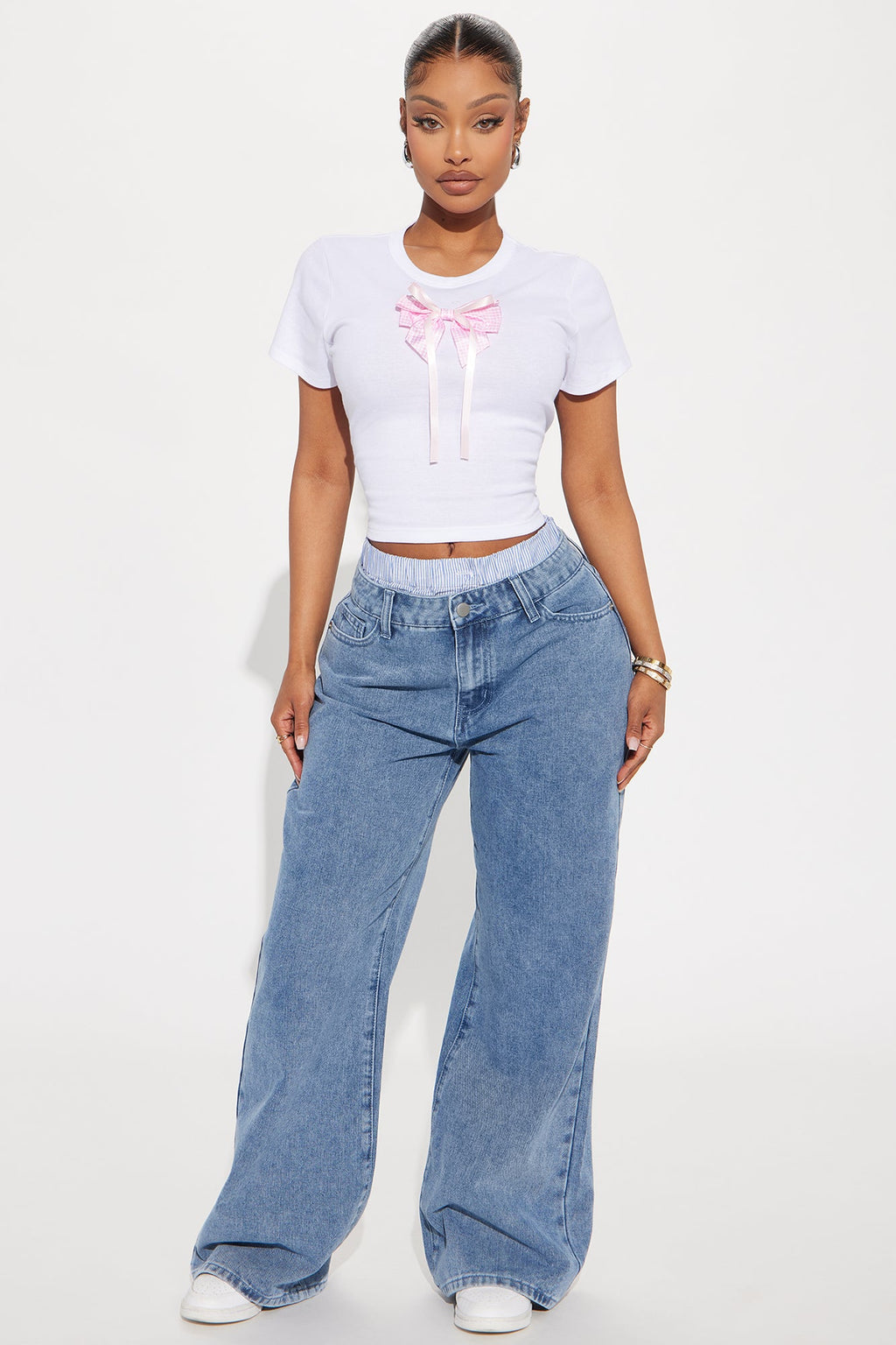On Point Boxer Wide Leg Jeans - Medium Wash
