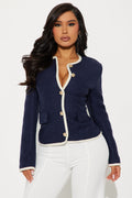 Stay Timeless Tweed Blazer - Navy