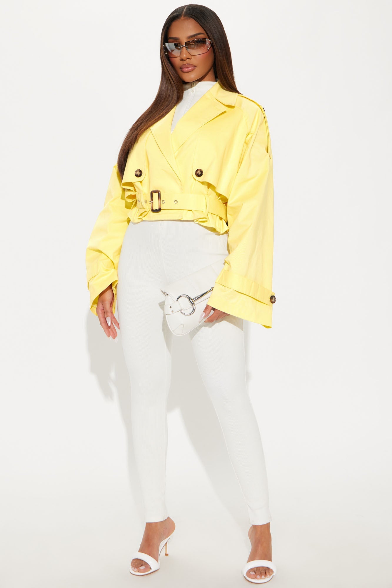 Leona Cropped Trench - Yellow