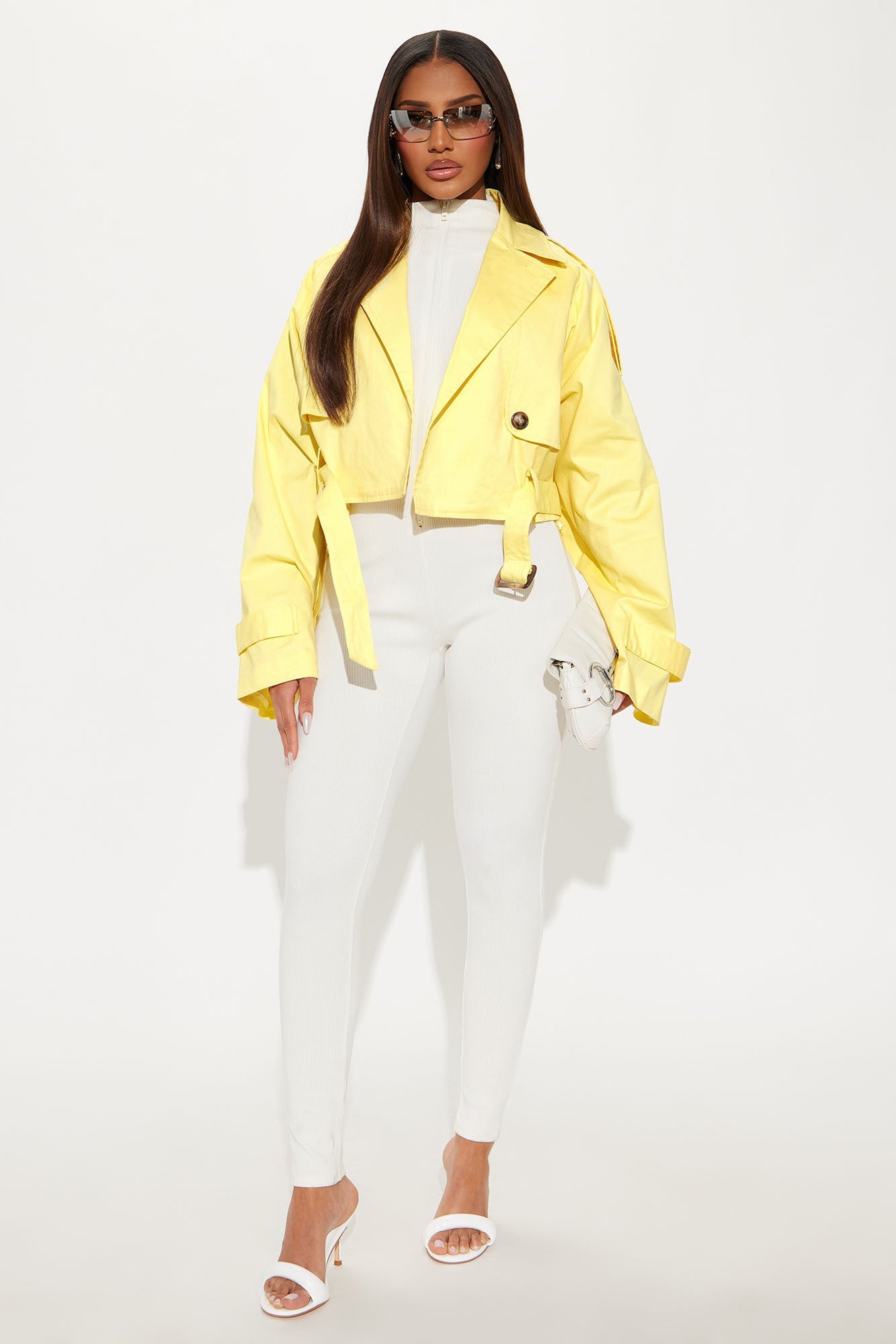 Leona Cropped Trench - Yellow