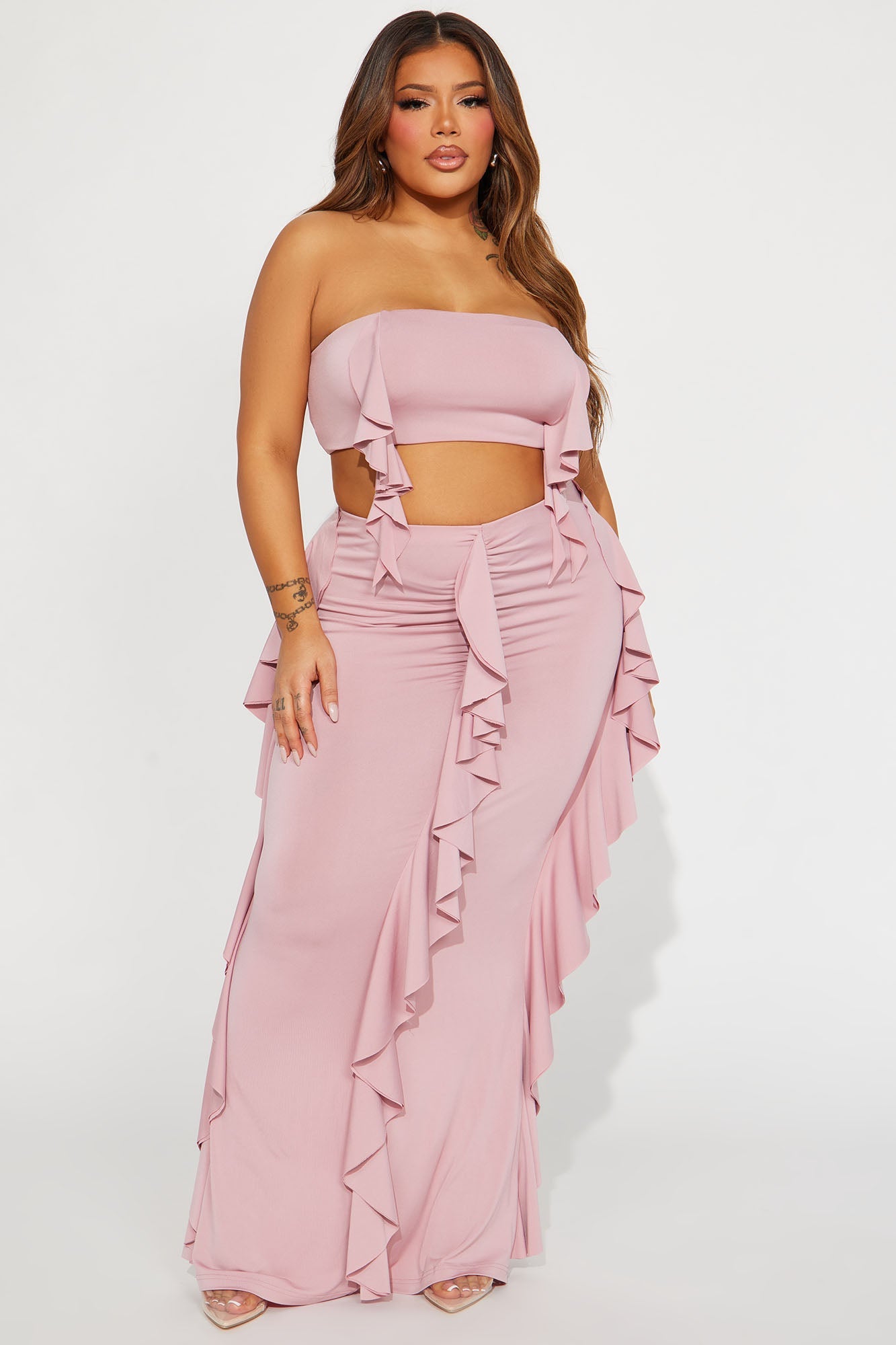 Love Affair Ruffle Skirt Set - Mauve