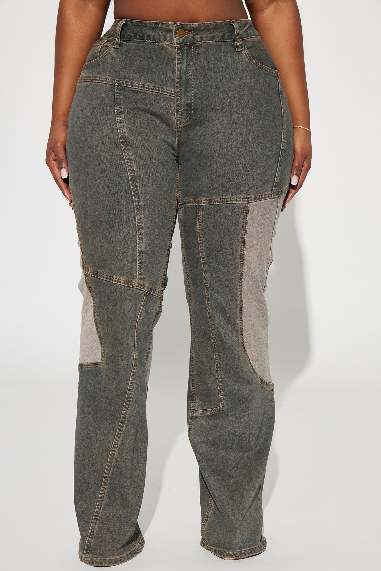 In Reverse Stretch Straight Leg Jeans - Grey/combo