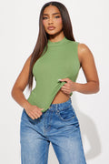 Sadie Mock Neck Tank Top - Olive