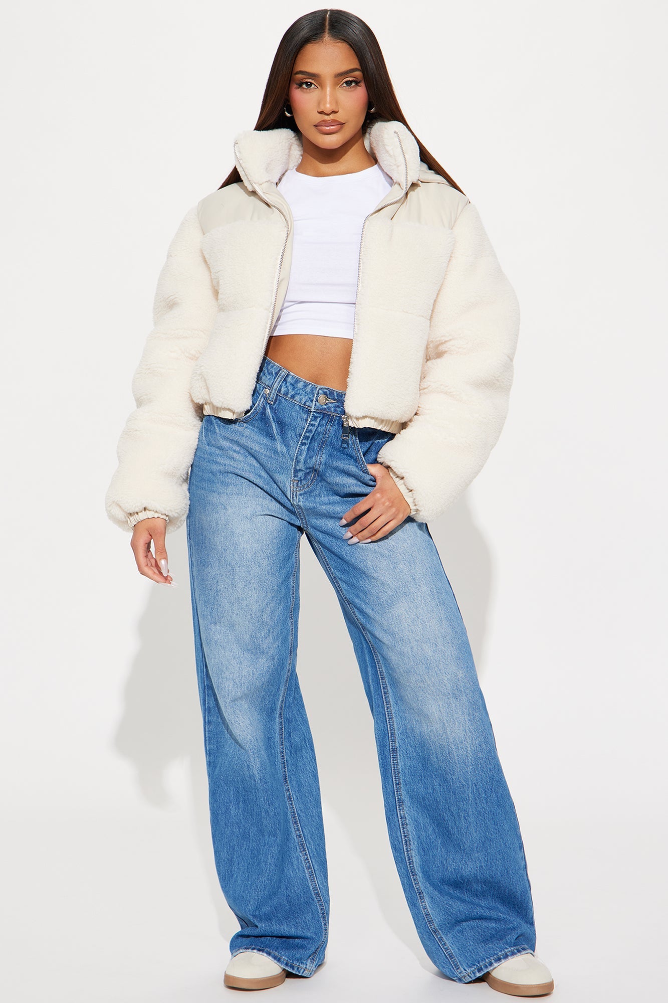 Up North Sherpa Puffer Jacket - Cream