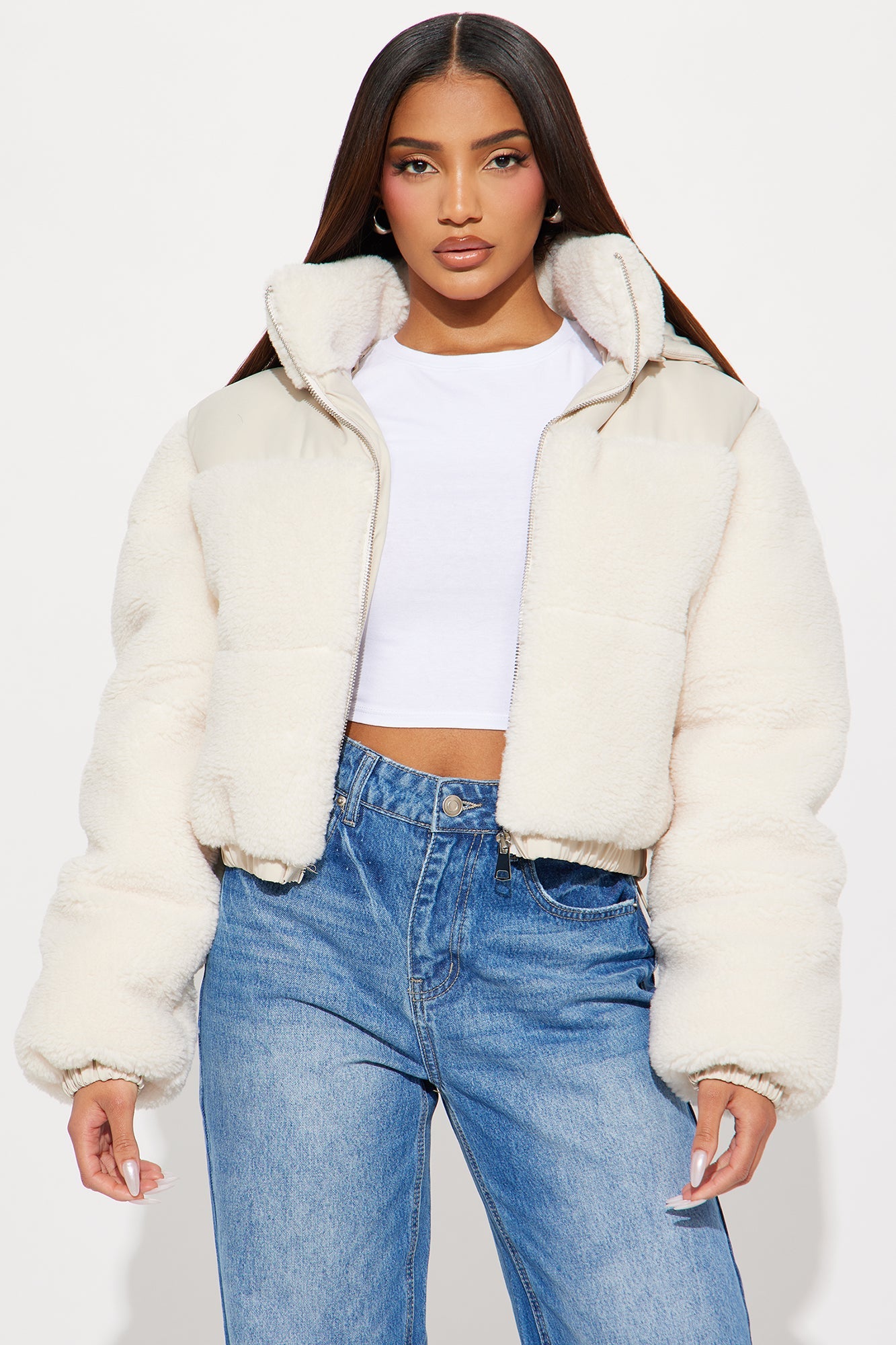 Up North Sherpa Puffer Jacket - Cream