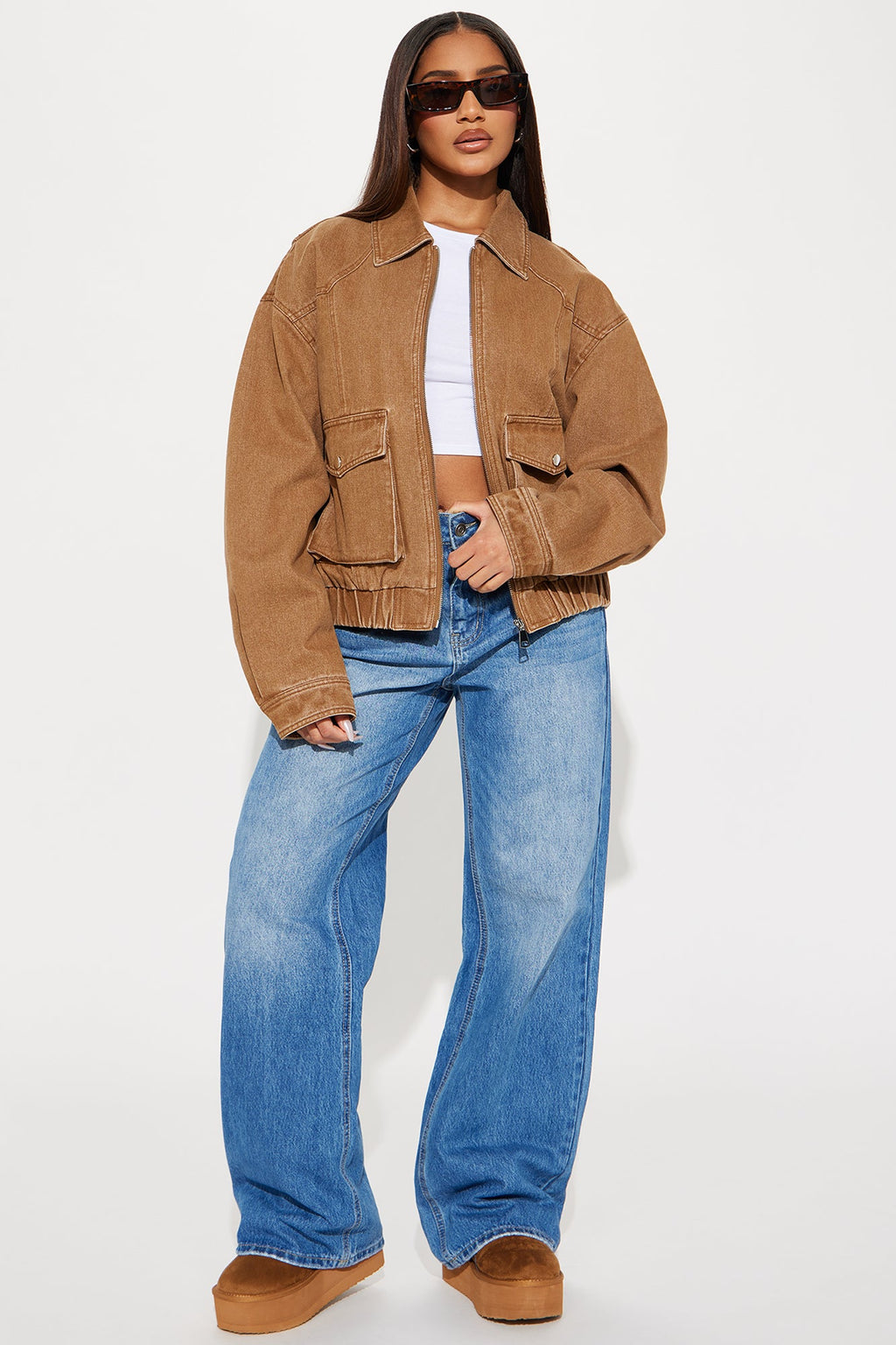 Delilah Washed Bomber Jacket - Rust