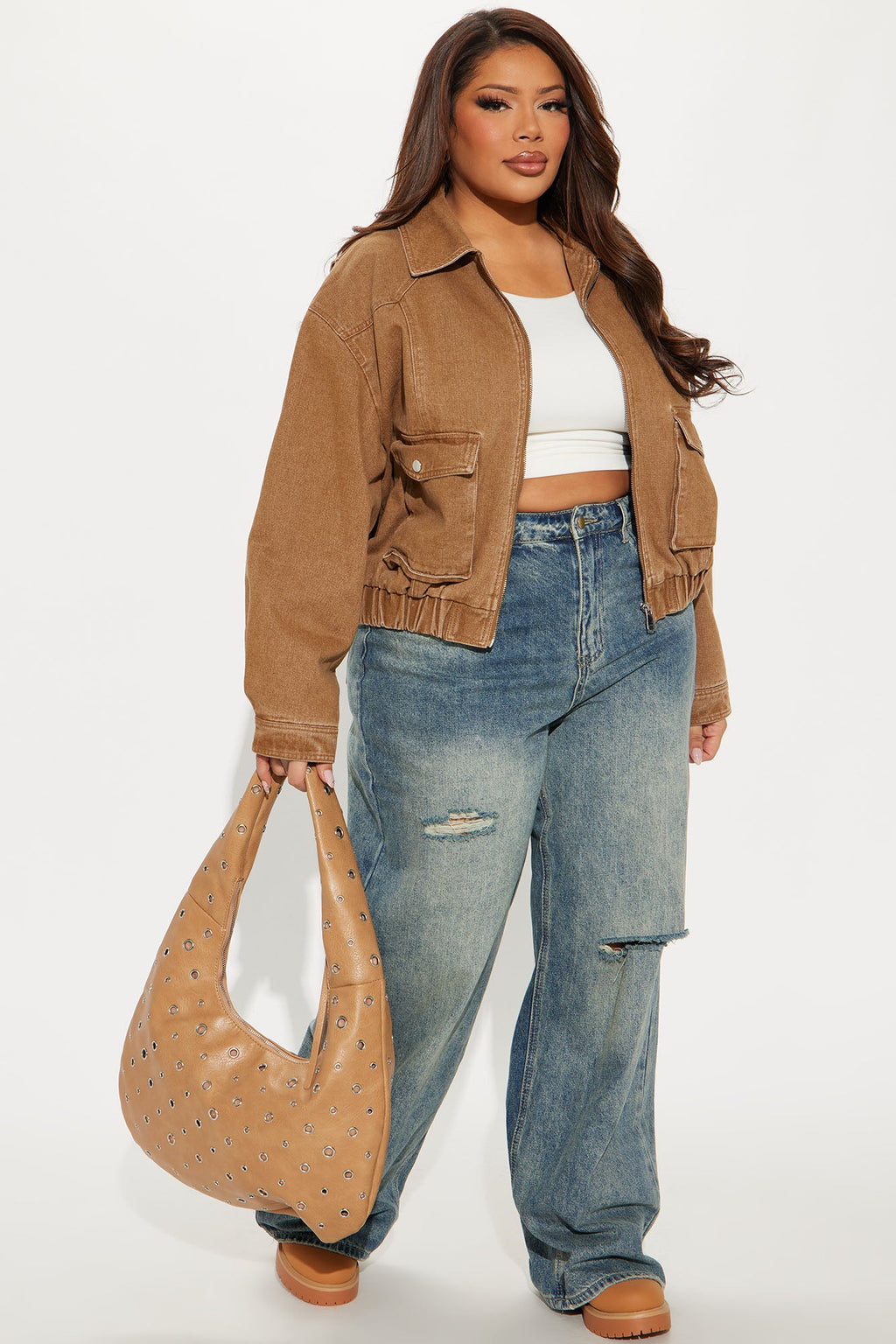 Delilah Washed Bomber Jacket - Rust