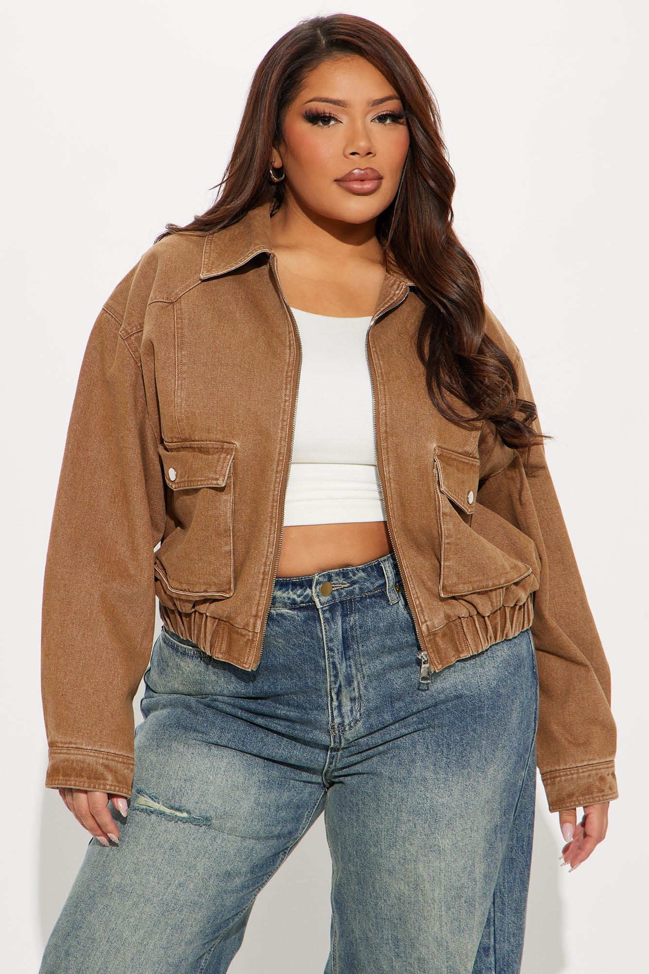 Delilah Washed Bomber Jacket - Rust