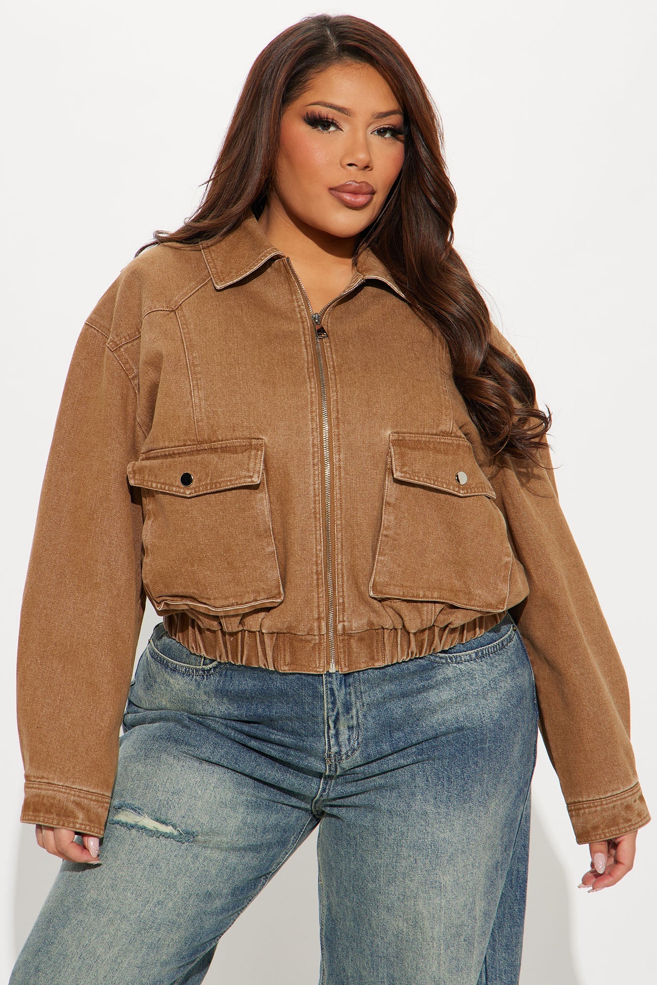 Delilah Washed Bomber Jacket - Rust