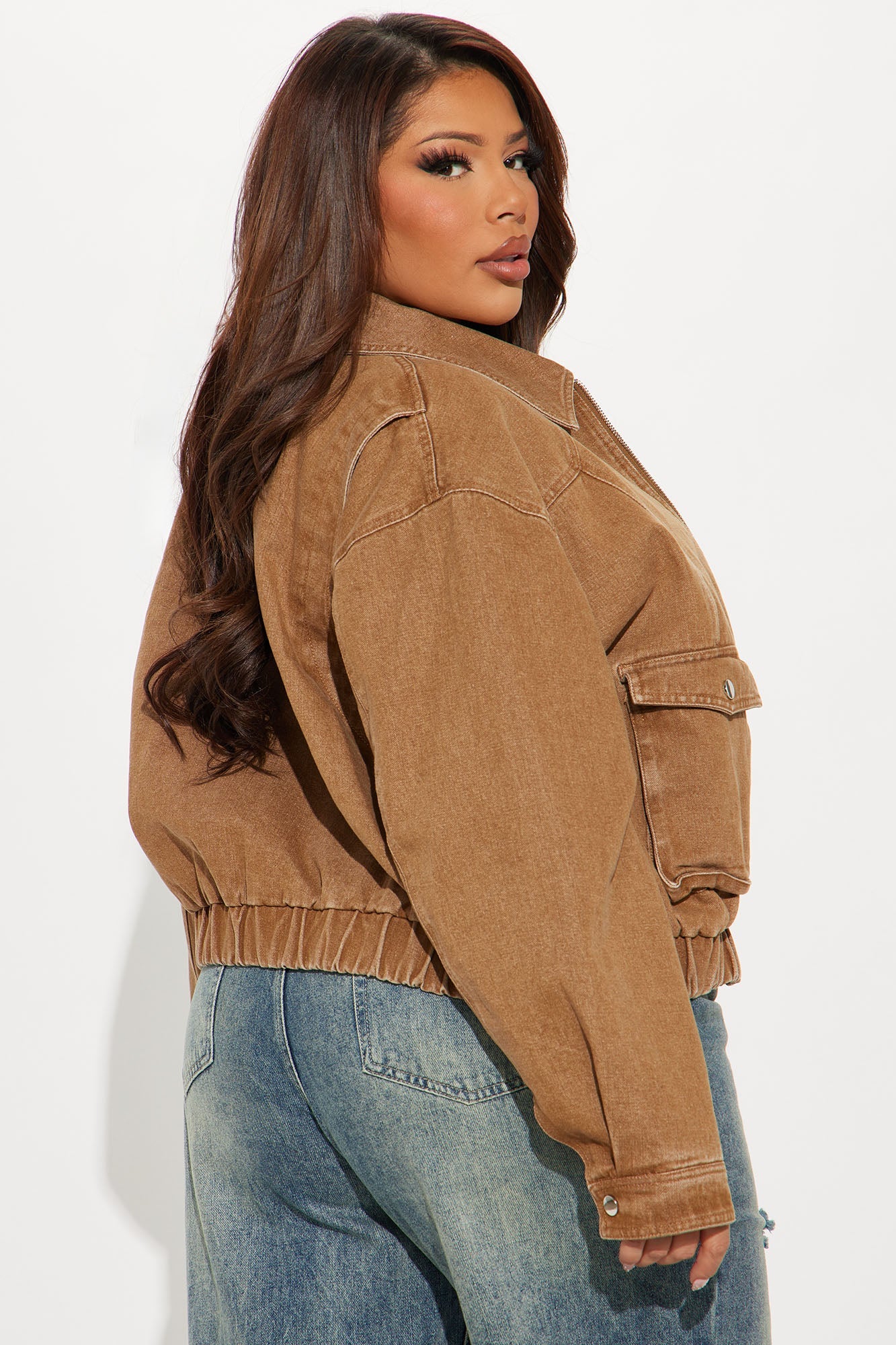 Delilah Washed Bomber Jacket - Rust