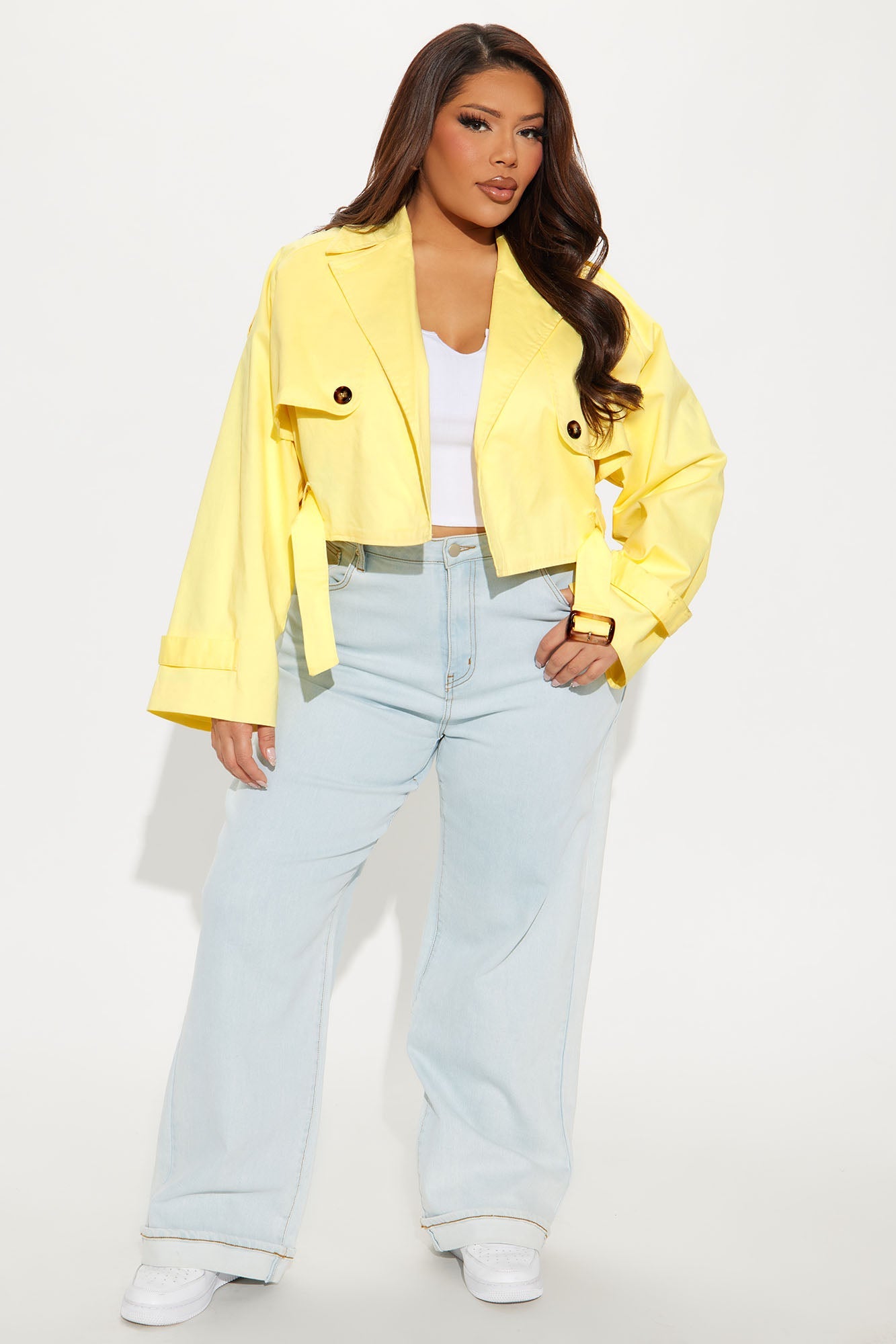 Leona Cropped Trench - Yellow
