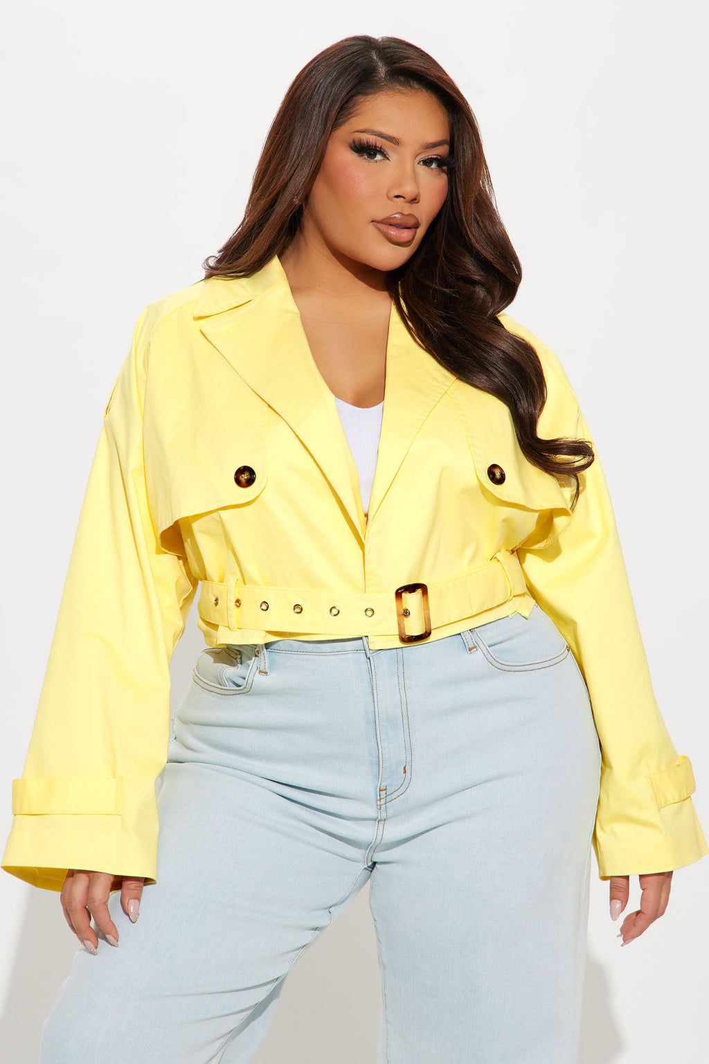 Leona Cropped Trench - Yellow