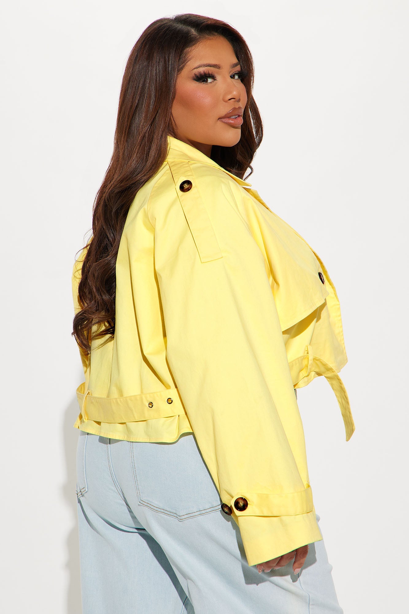 Leona Cropped Trench - Yellow