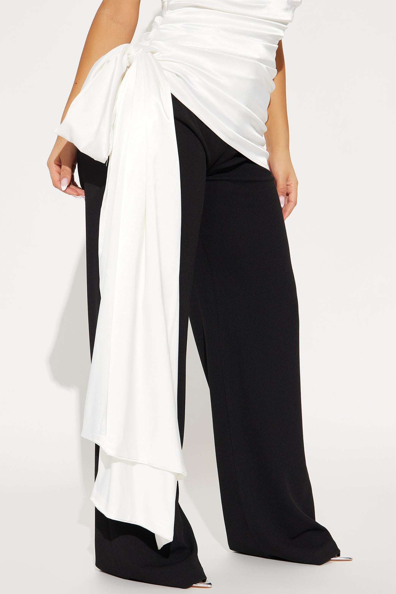 Marlina Bow Satin Top - White