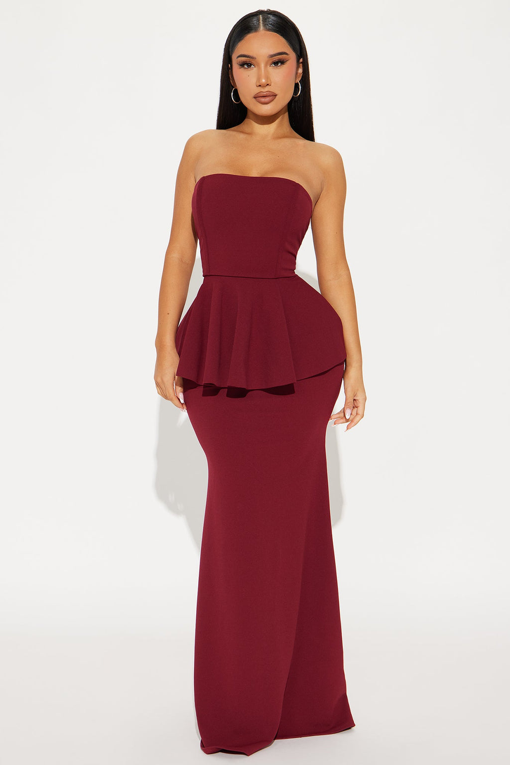 Juliana Peplum Gown - Wine