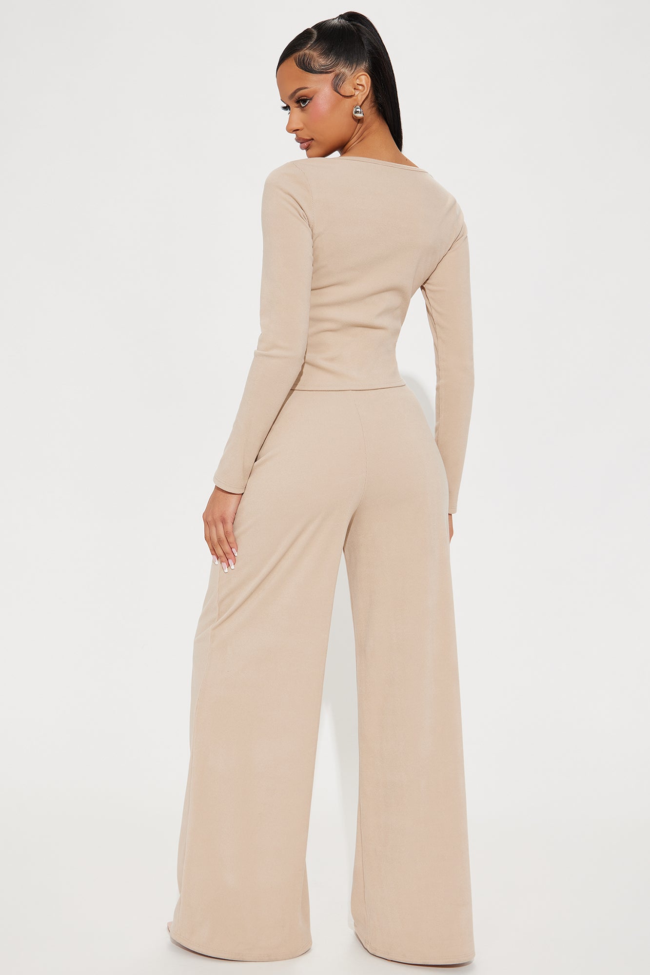 Cozy Henley Top And Pant Set - Taupe