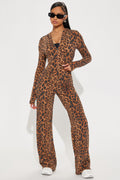 Lizzy Leopard Pant Set - Brown/combo