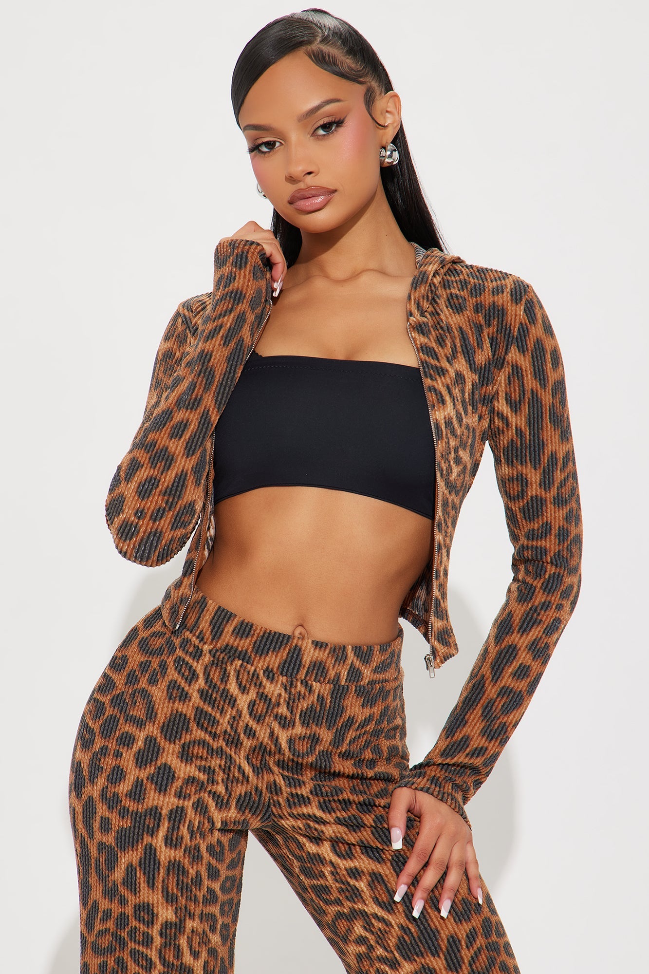 Lizzy Leopard Pant Set - Brown/combo