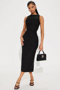 Samia Textured Midi Dress - Black