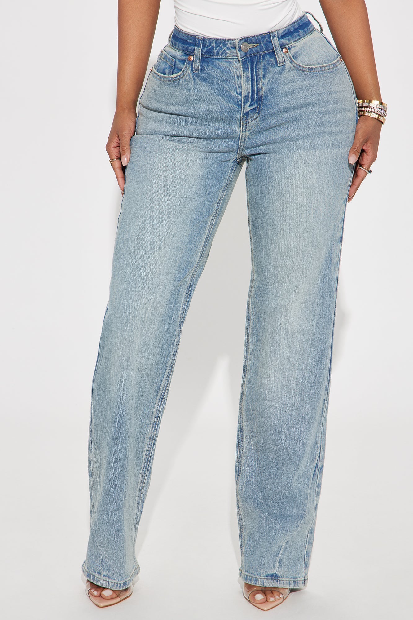 Deserved It Stretch Straight Leg Jeans - Light Wash