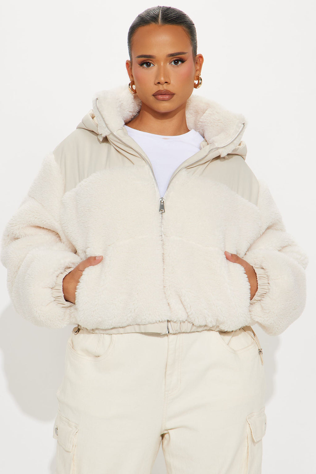 Up North Sherpa Puffer Jacket - Cream