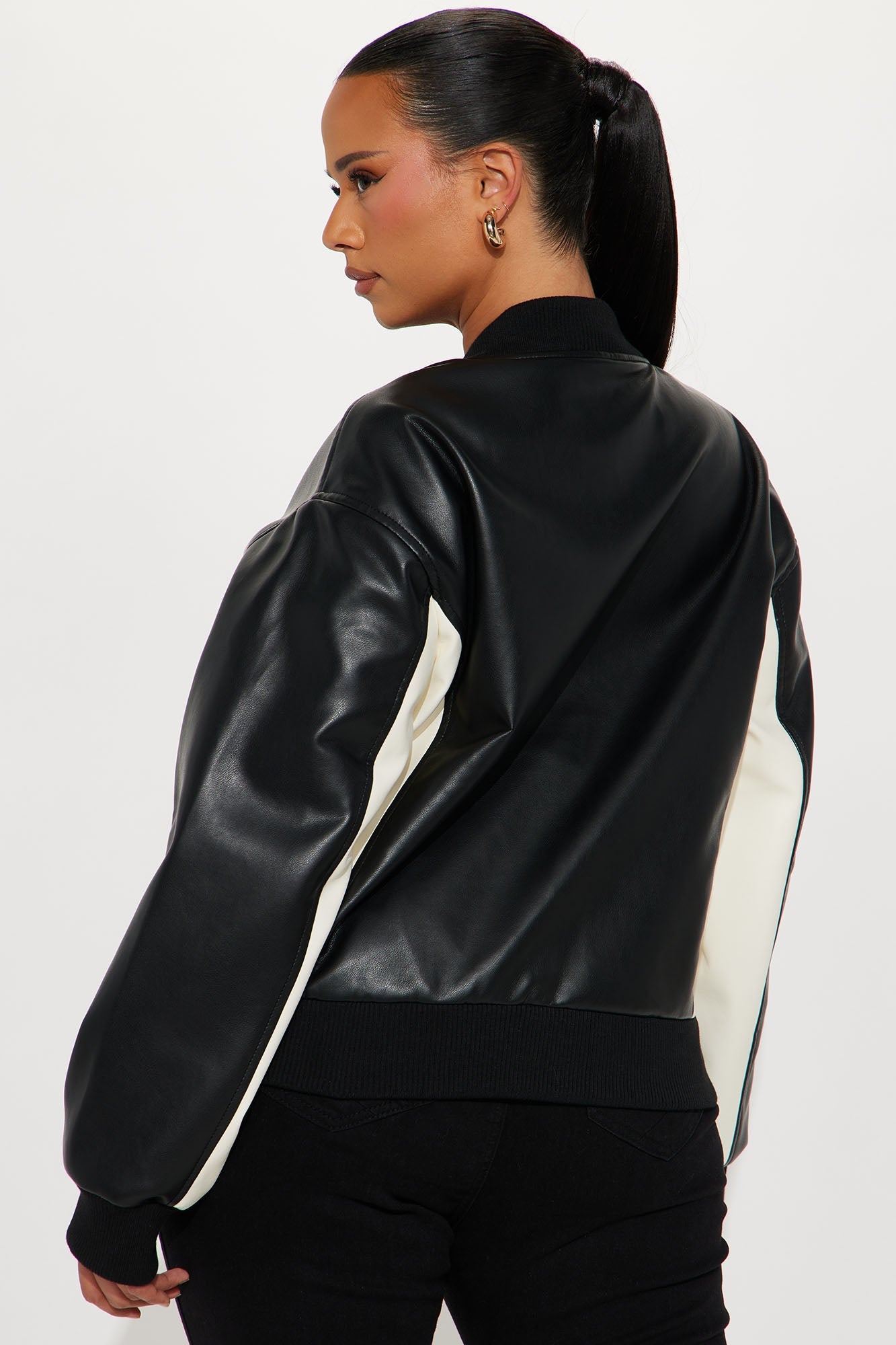 Kind Of Classic Faux Leather Jacket - Black/White