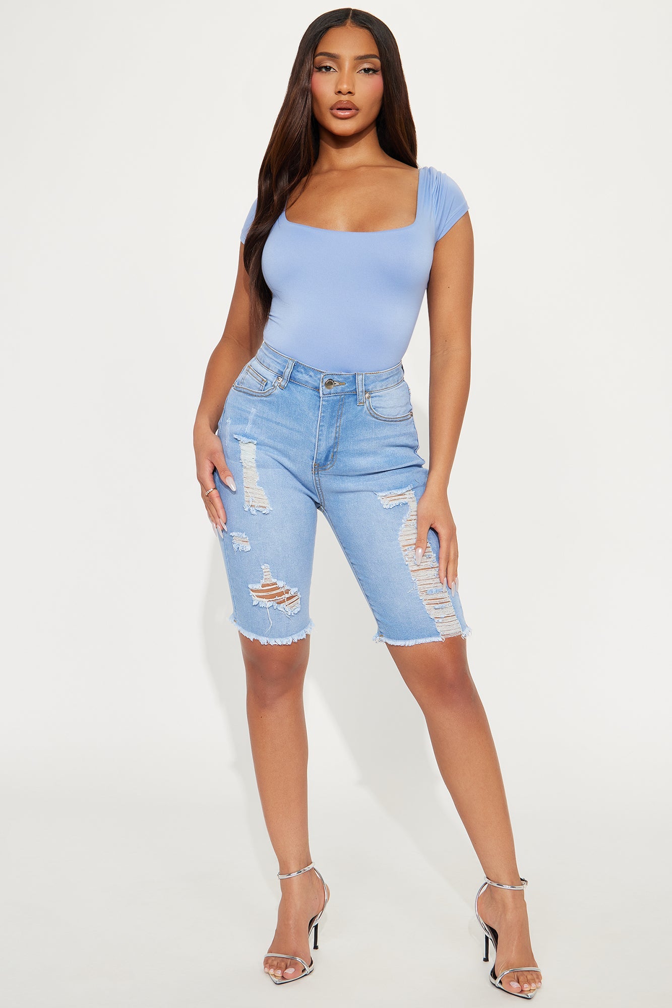 Marilyn Double Lined Bodysuit - Blue