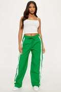 Talia Snap Button Windbreaker Track Pant - Kelly Green
