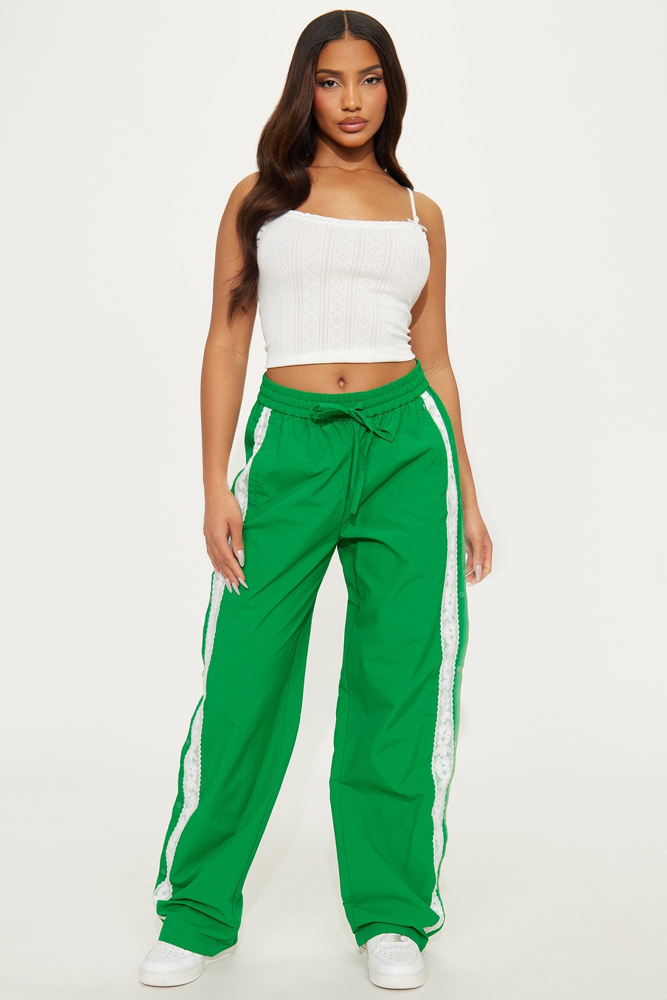 Talia Snap Button Windbreaker Track Pant - Kelly Green