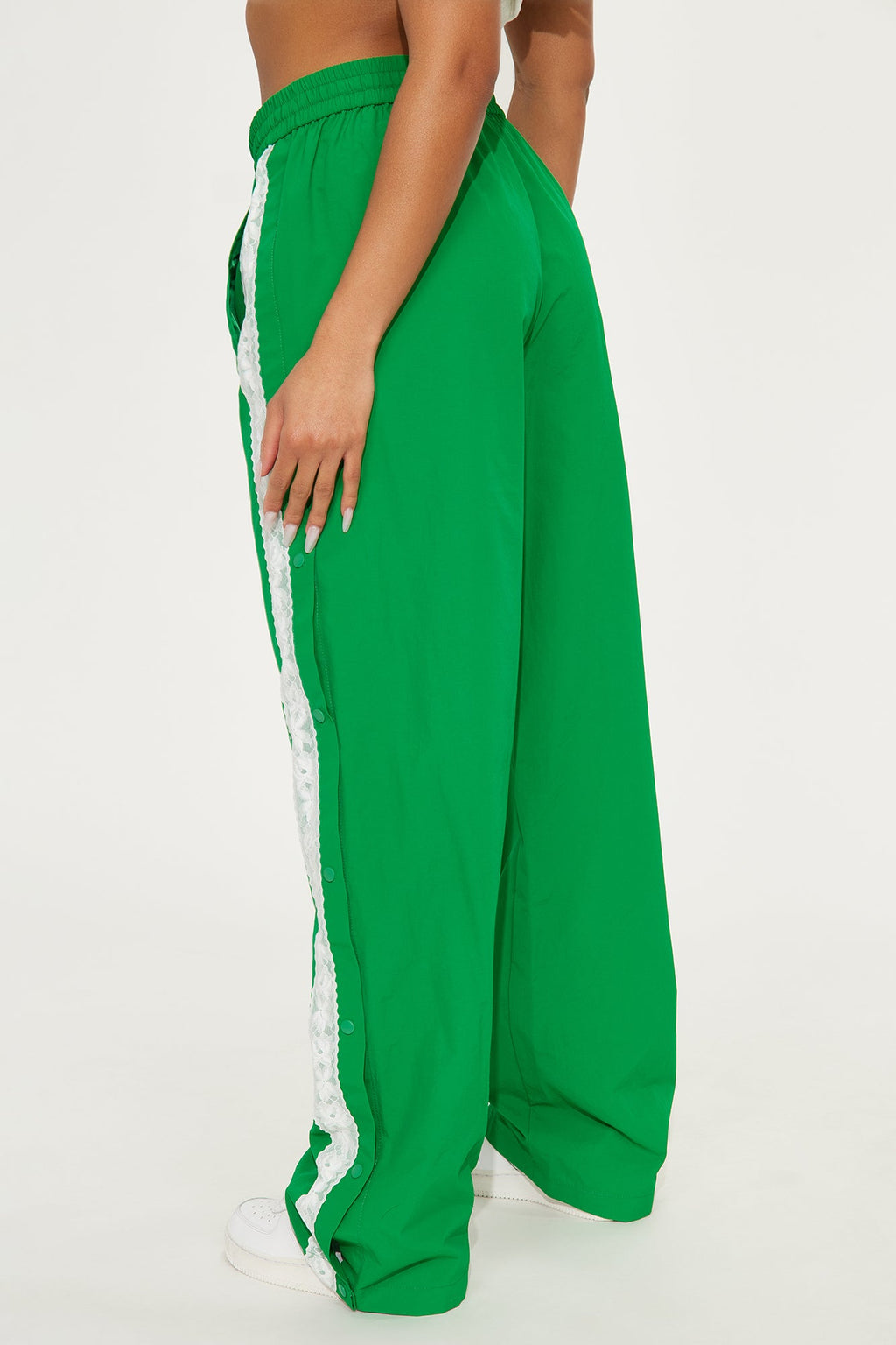 Talia Snap Button Windbreaker Track Pant - Kelly Green