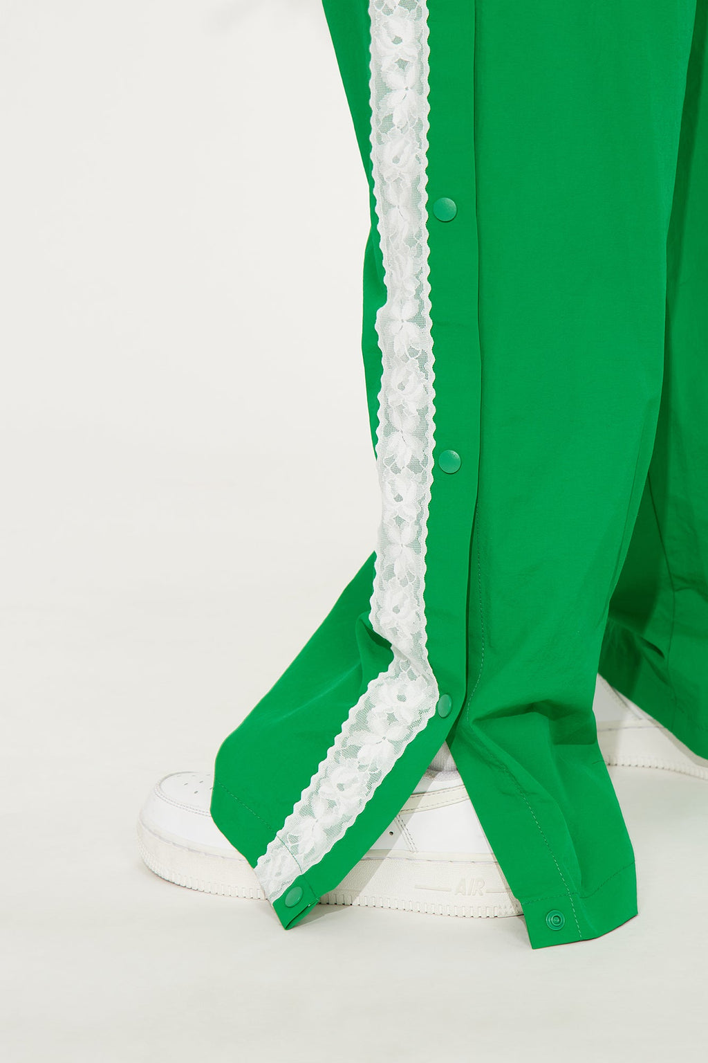Talia Snap Button Windbreaker Track Pant - Kelly Green