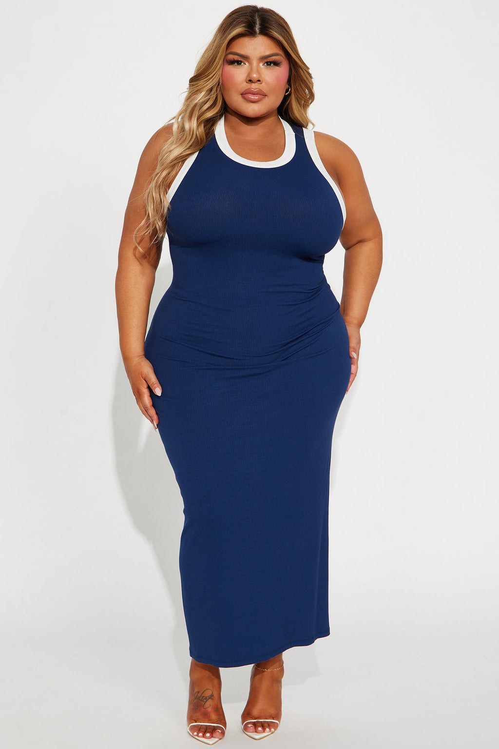 Annette High Neck Maxi Dress - Navy