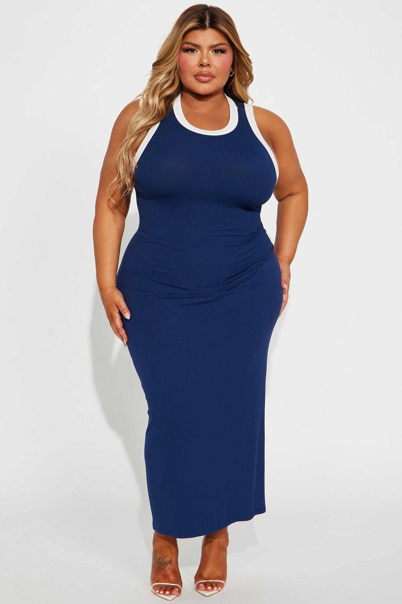 Annette High Neck Maxi Dress - Navy