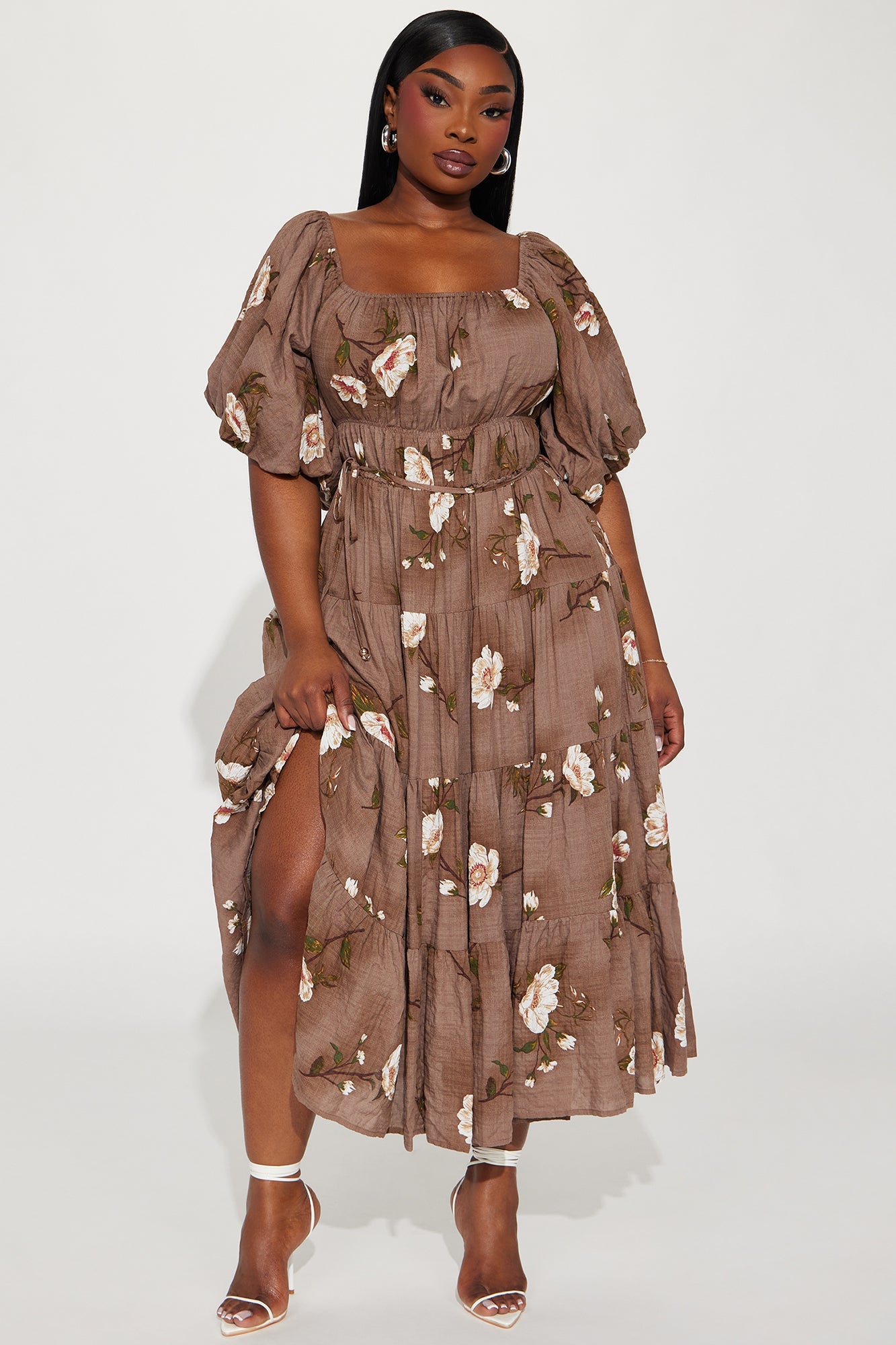 Magnolia Tiered Midi Dress - Brown