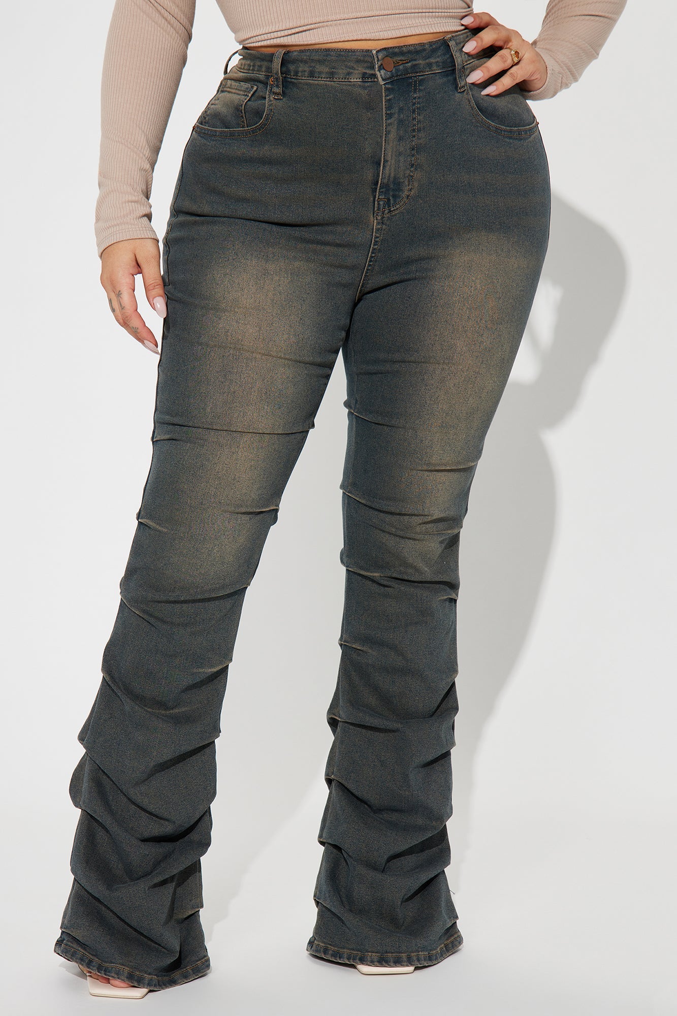 Calling For You Stacked Bootcut Jeans - Dark Wash