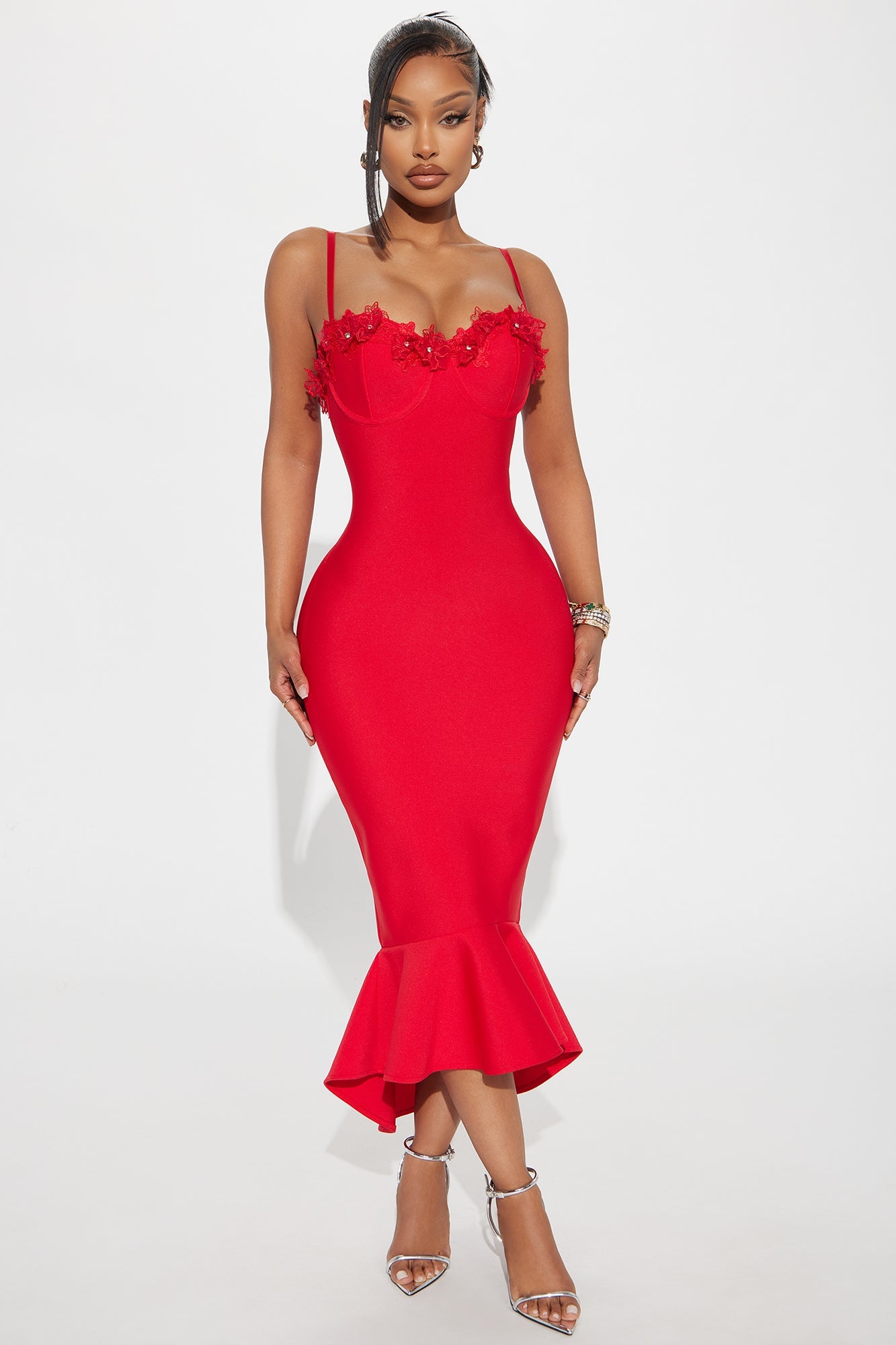 Verona Bandage Midi Dress - Red
