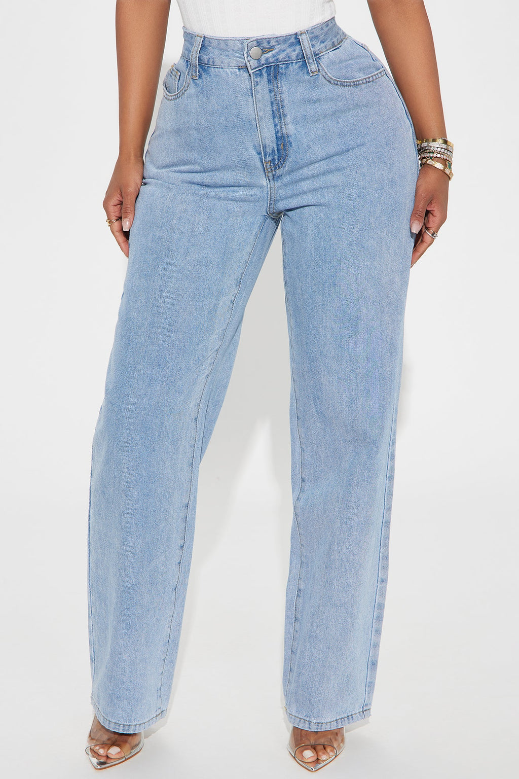 Berry Sweet Embroidered Non Stretch Straight Leg Jeans - Light Wash