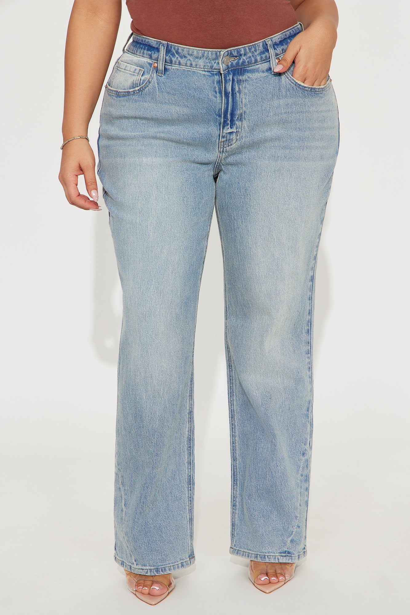 Deserved It Stretch Straight Leg Jeans - Light Wash