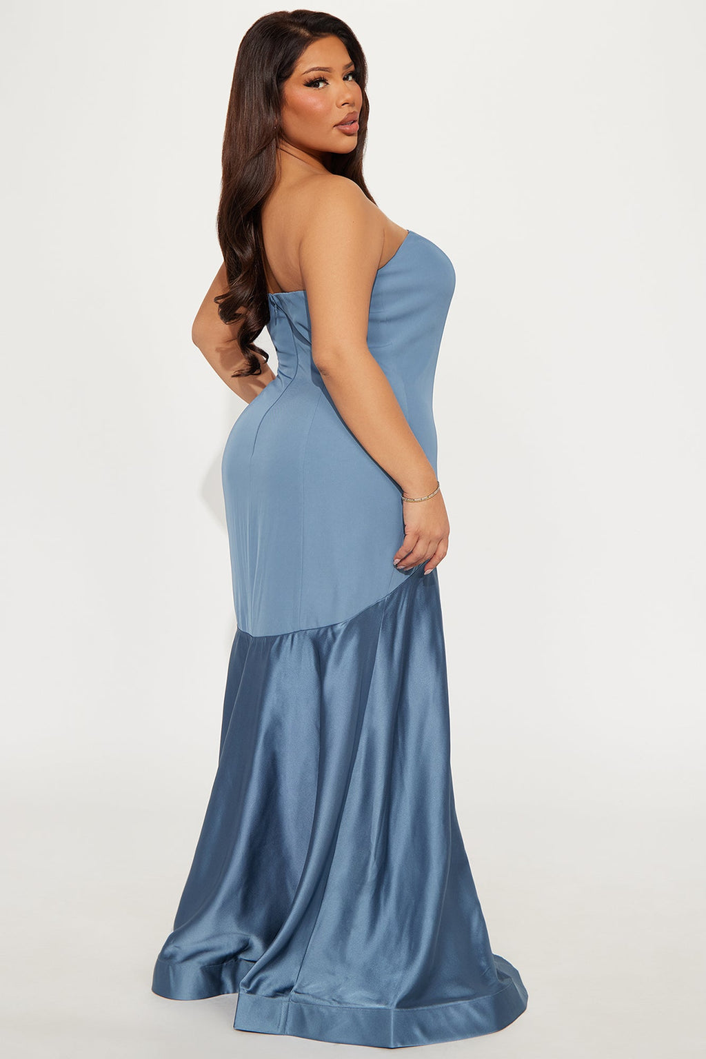 Leah Strapless Maxi Dress - Dusty Blue