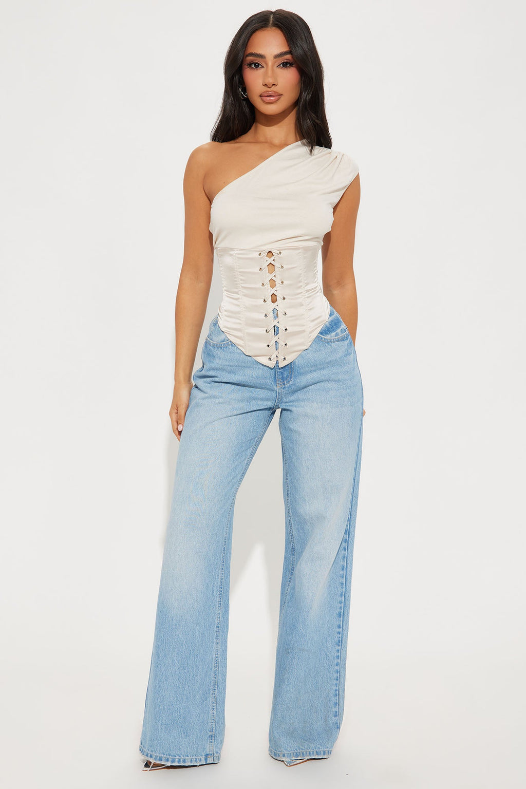 Love On The Line Corset Top - Cream